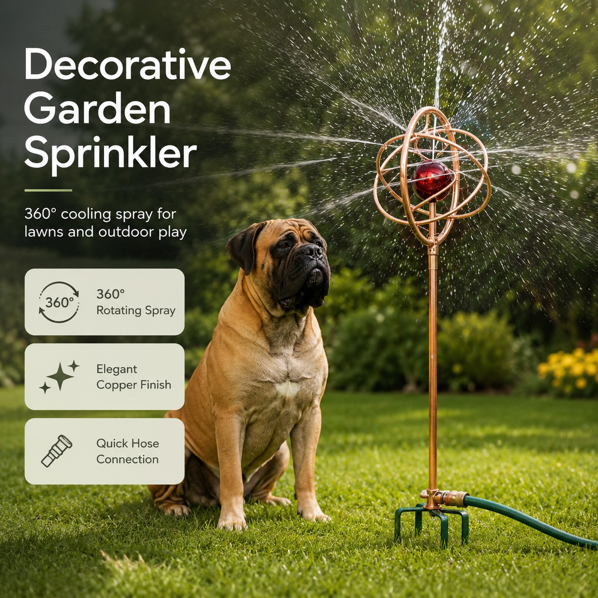 Heavy-Duty 41" Tall Metal Rotary Lawn Sprinkler with Step Spike