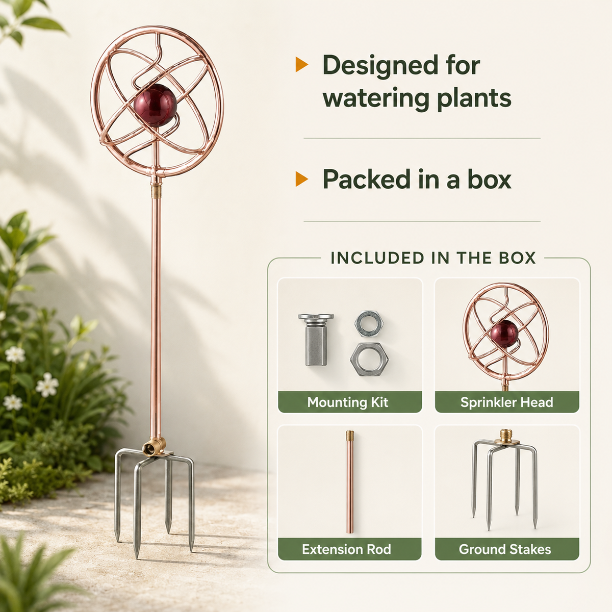 Heavy-Duty 41" Tall Metal Rotary Lawn Sprinkler with Step Spike