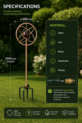 Heavy-Duty 41" Tall Metal Rotary Lawn Sprinkler with Step Spike