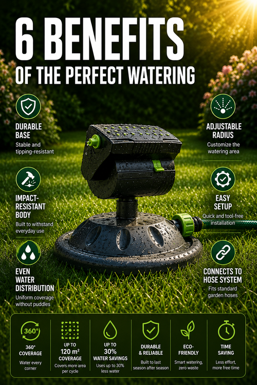 16-Nozzle Oscillating Lawn Sprinkler for Rectangular Yards