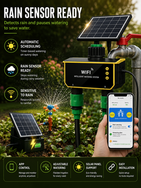 Smart Dual-Outlet Solar Powered Water Timer with App Control