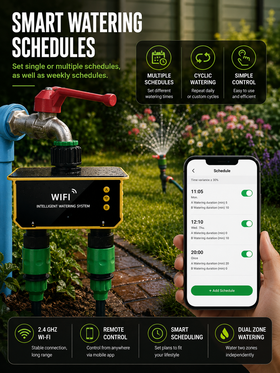 Smart Dual-Outlet Solar Powered Water Timer with App Control