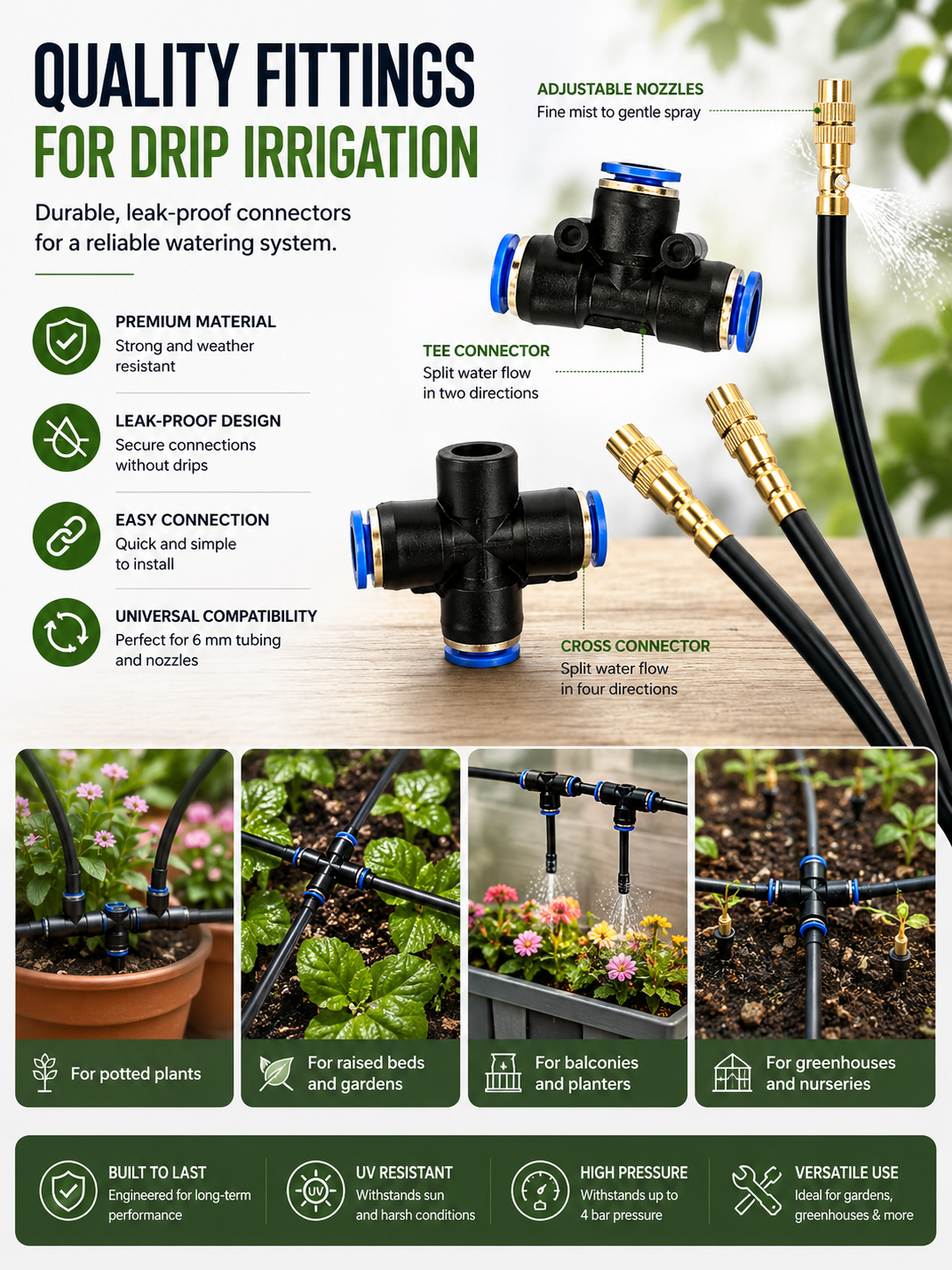 12-Plant Micro Drip Irrigation Kit with Adjustable Emitters