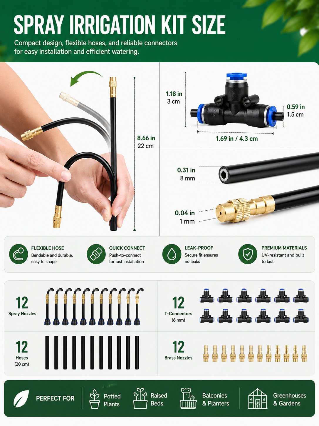 12-Plant Micro Drip Irrigation Kit with Adjustable Emitters