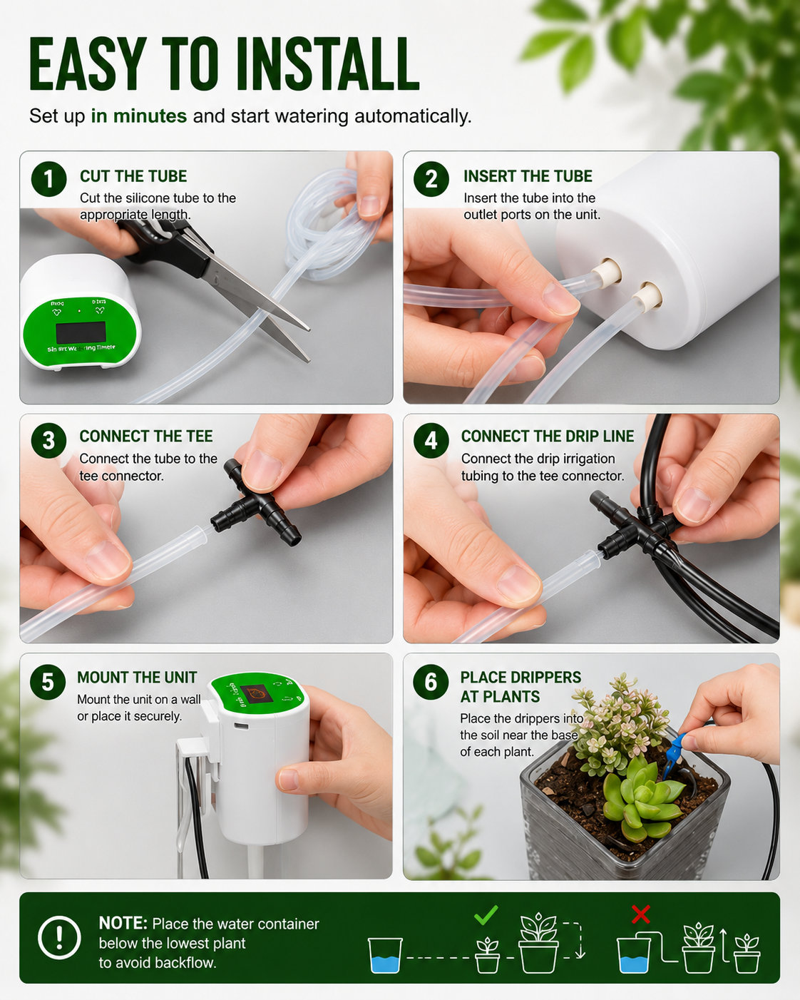 Automatic Indoor Plant Watering System with Integrated Pump & Timer